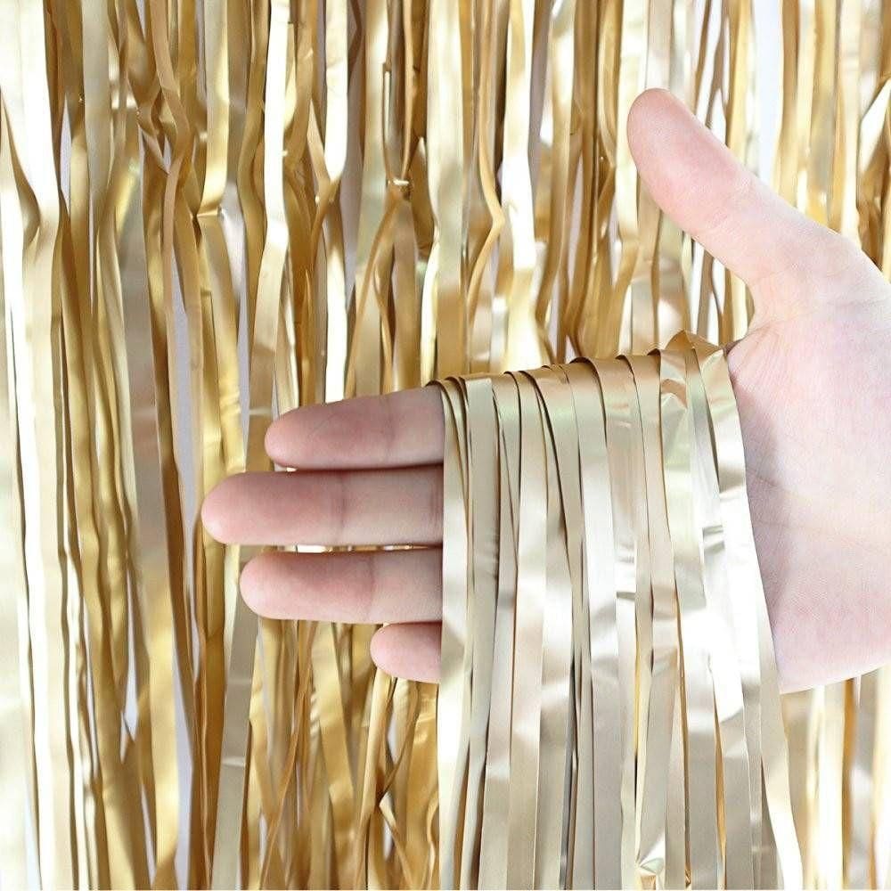 Cortina Dourada Metalizada Fitas Para Decoração E Cenários