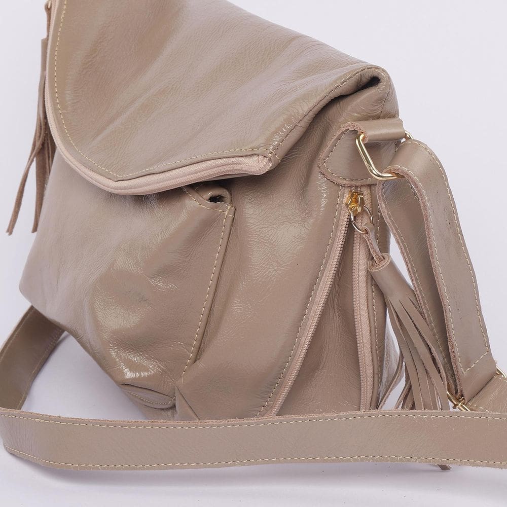 Bolsa Helo Transversal Em Couro Nude
