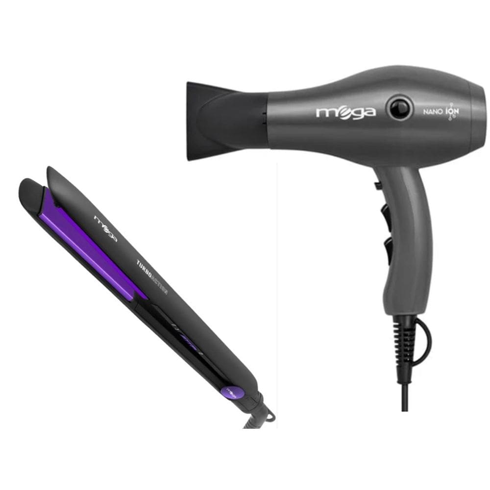 Kit Mega - Secador De Cabelo Nano Ion 2000W 220V + Prancha Turbo Action 230ºc Biv
