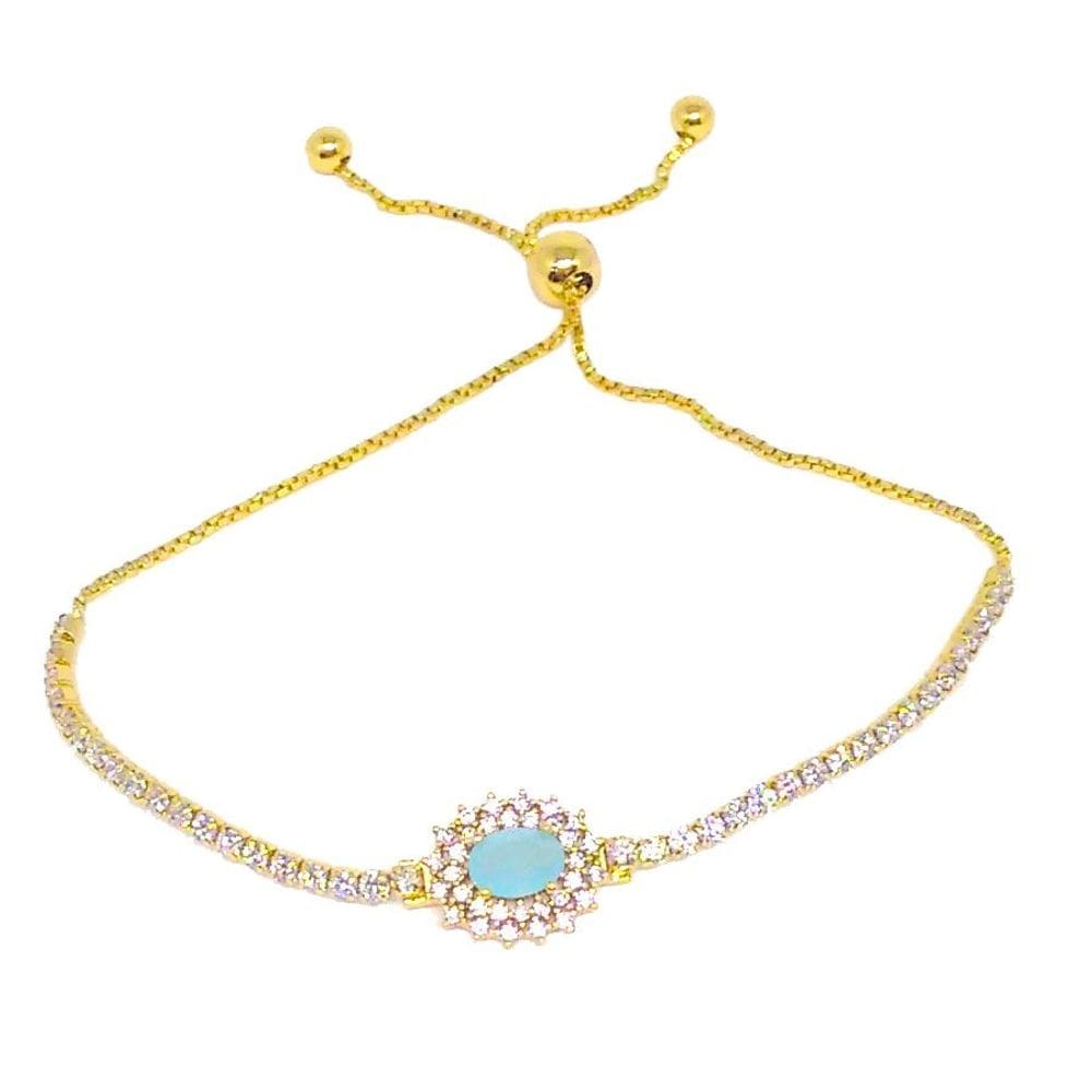 Pulseira Folheada Ouro 18k Turquesa - Visujóias 8cm