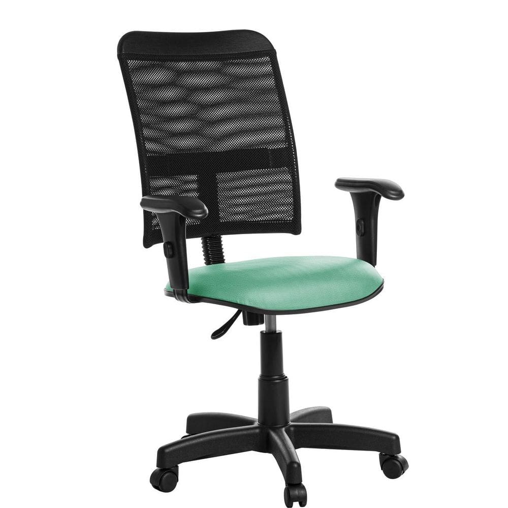 Cadeira Escritório Giratória Tela Com Braço Rv Turquesa