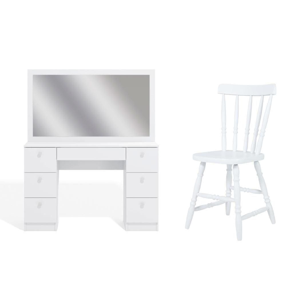 Penteadeira Ditália 7 Gavetas Com Cadeira Pe-80 Branco