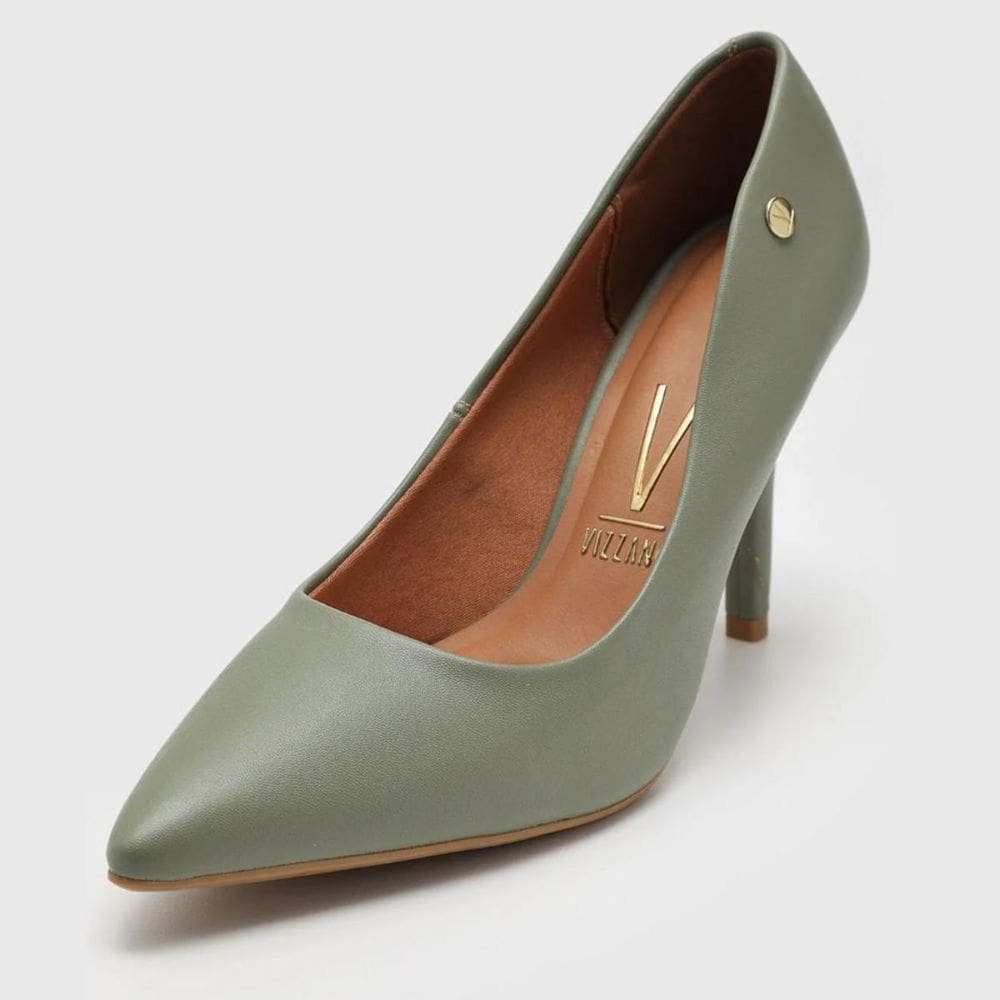Scarpin Vizzano Pelica Salto Alto Bico Fino - Verde Oliva