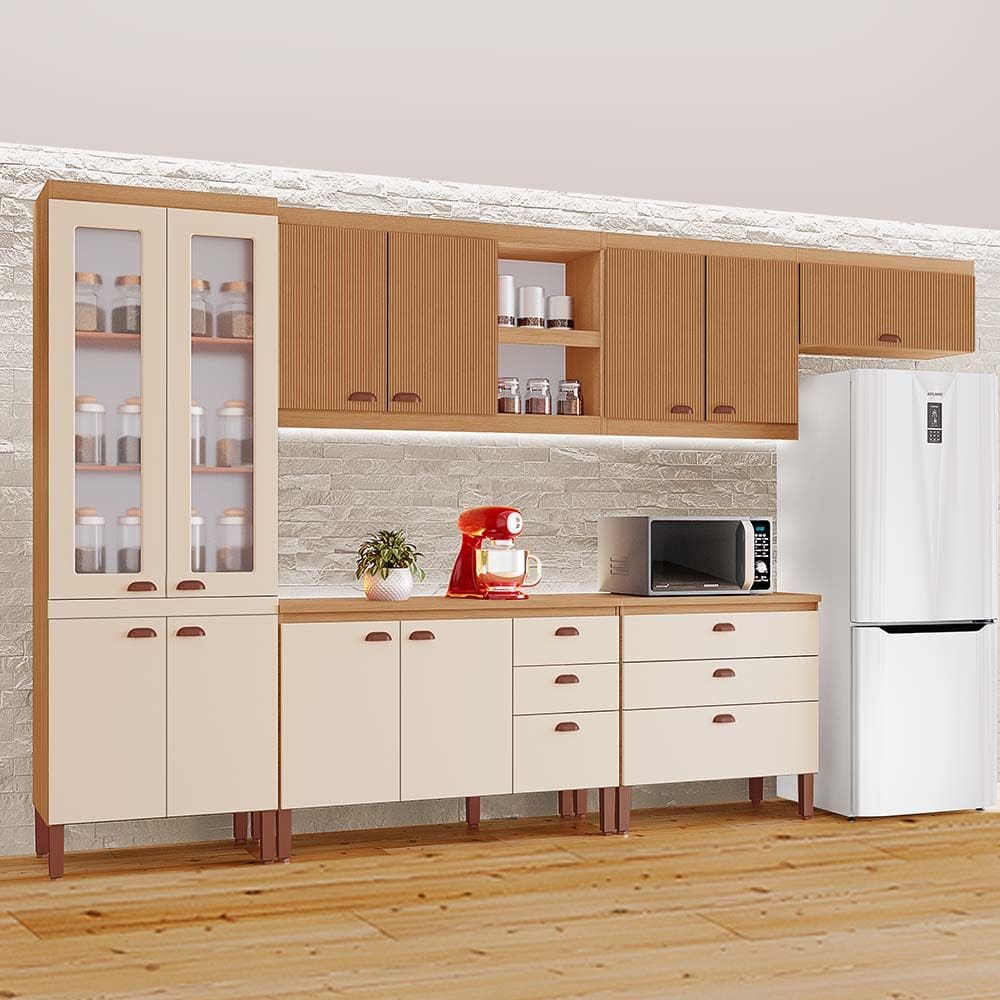 Cozinha Completa Modulada Tuboarte Ágata 100% MDF com 2 Balcões 11 Portas e 6 Gavetas