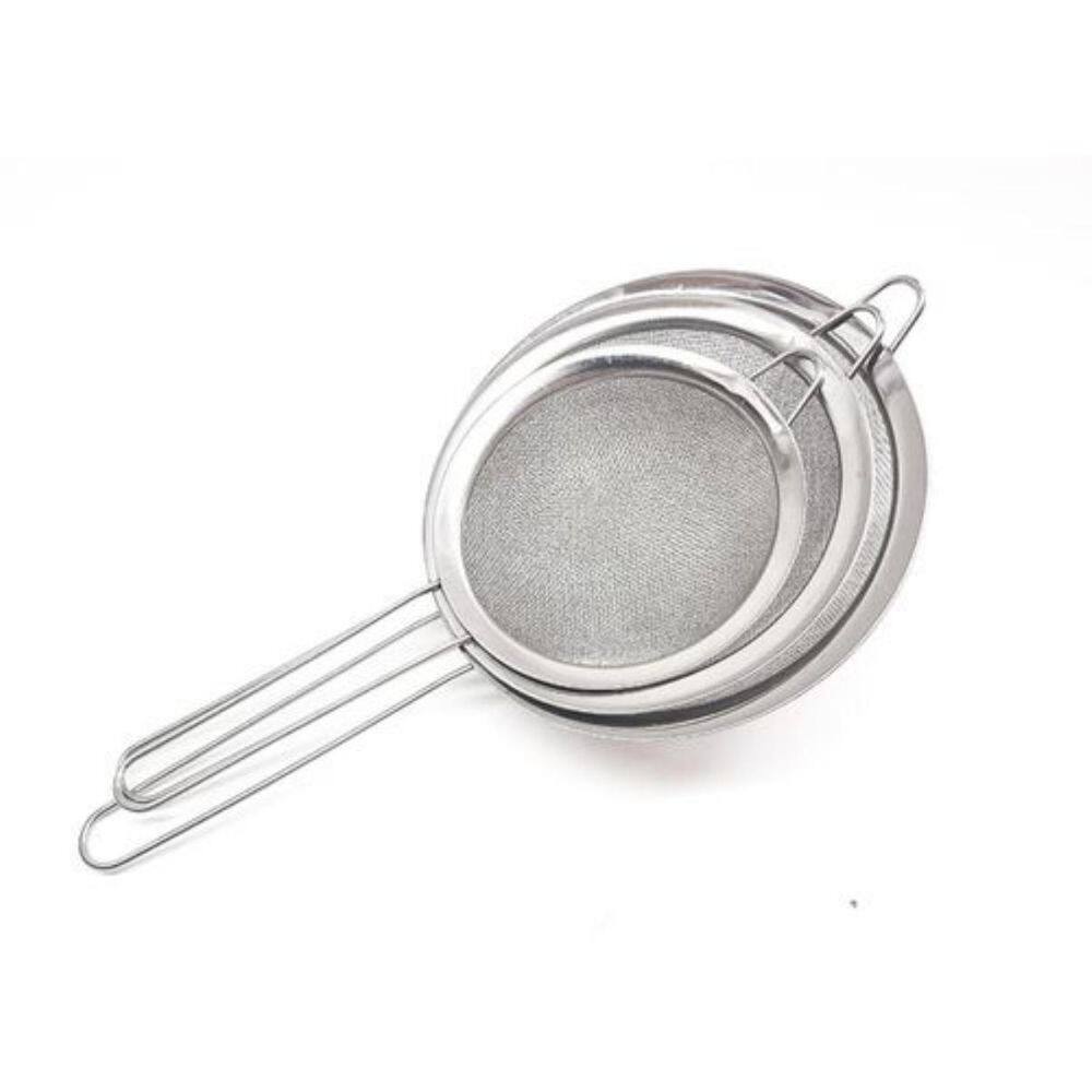Kit 3 Peças Peneira Coador Aço Inox Premium
