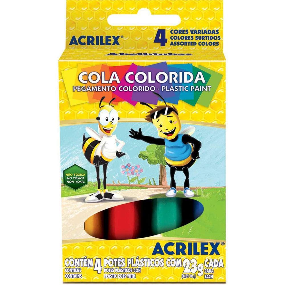 Cola Colorida Estojo Com 04 Cores 23G