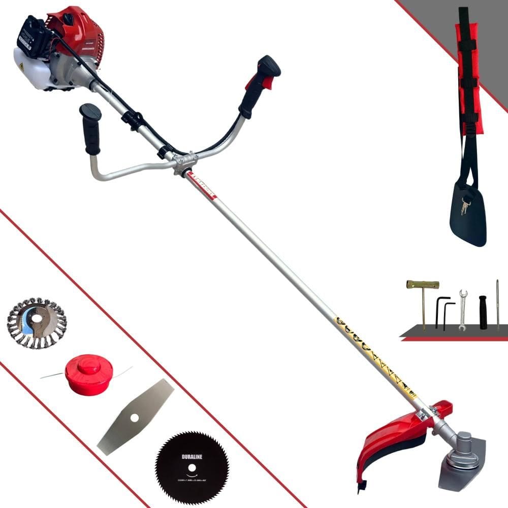 Roçadeira Lateral Completa Kawashima BCJ620-L À Gasolina Motor 2 Tempos 3HP 62cc 10.000rpm + Kit Extra de Lâmina 80 Dentes e Escova de Aço 24 Cerdas