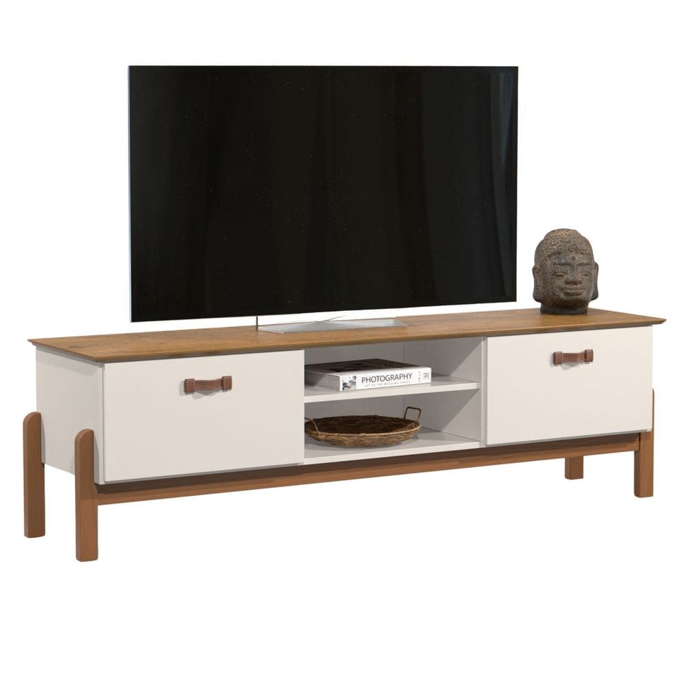 Rack Bancada Para TV Até 60 Polegadas Sala Pés Madeira Sonetto