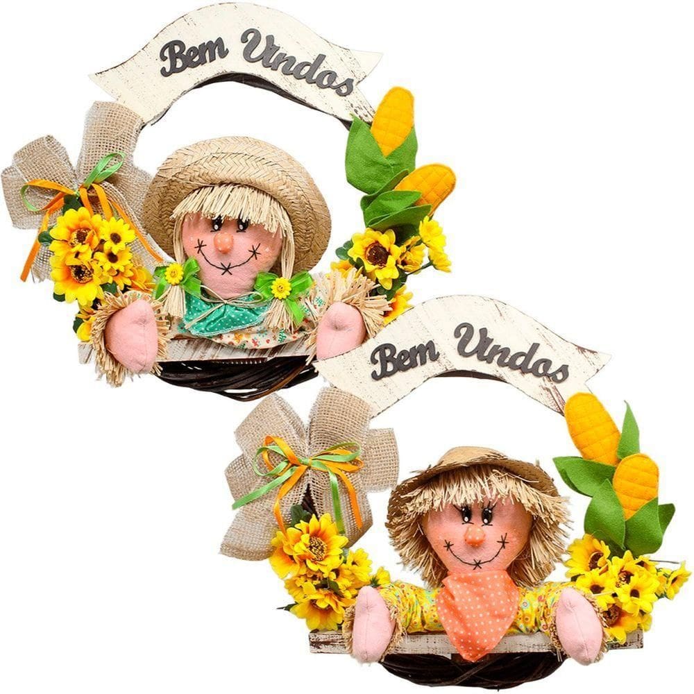 Kit Casal Guirlandas Espantalhos Festa Junina Fazenda Xará