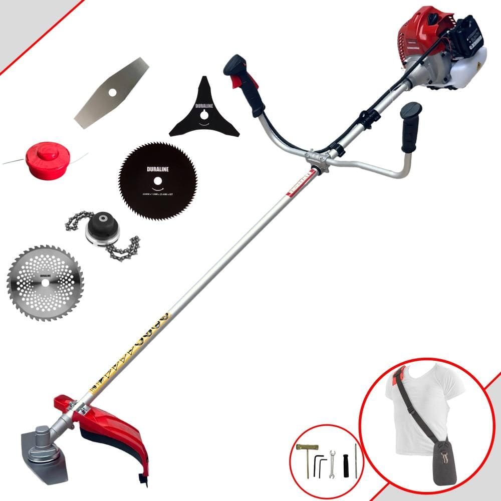 Roçadeira À Gasolina Kawashima BCJ620L 62cc 2T 3HP Com 6 Opções de Corte Com Carretel + Facas 2 Pontas + 3 Pontas + 40 Dentes + 80 Dentes + Trimmer