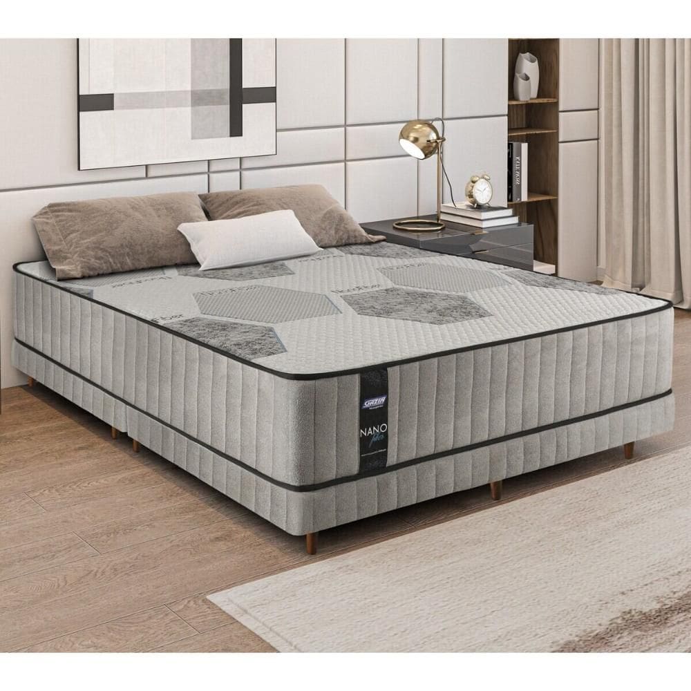 Cama Box Conjugado King com Colchão (193x61x203) Nanofiber Gazin CR35307