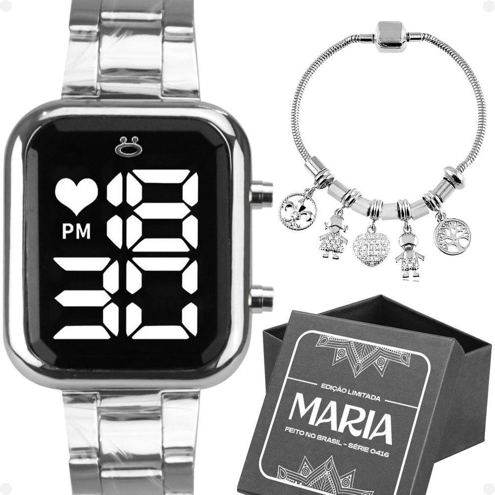 Relogio Feminino Aço Inox Prata + Caixa + Pulseira Pandora Qualidade Premium Presente autêntico Moda