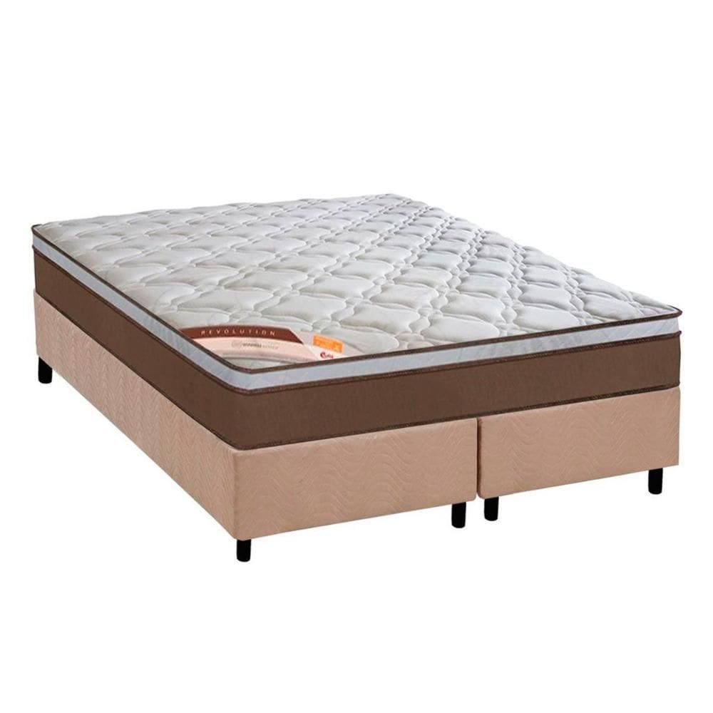 Cama Box Queen: Colchão Molas Ensacadas Castor Revolution + Base CRC Suede Clean (158x198)