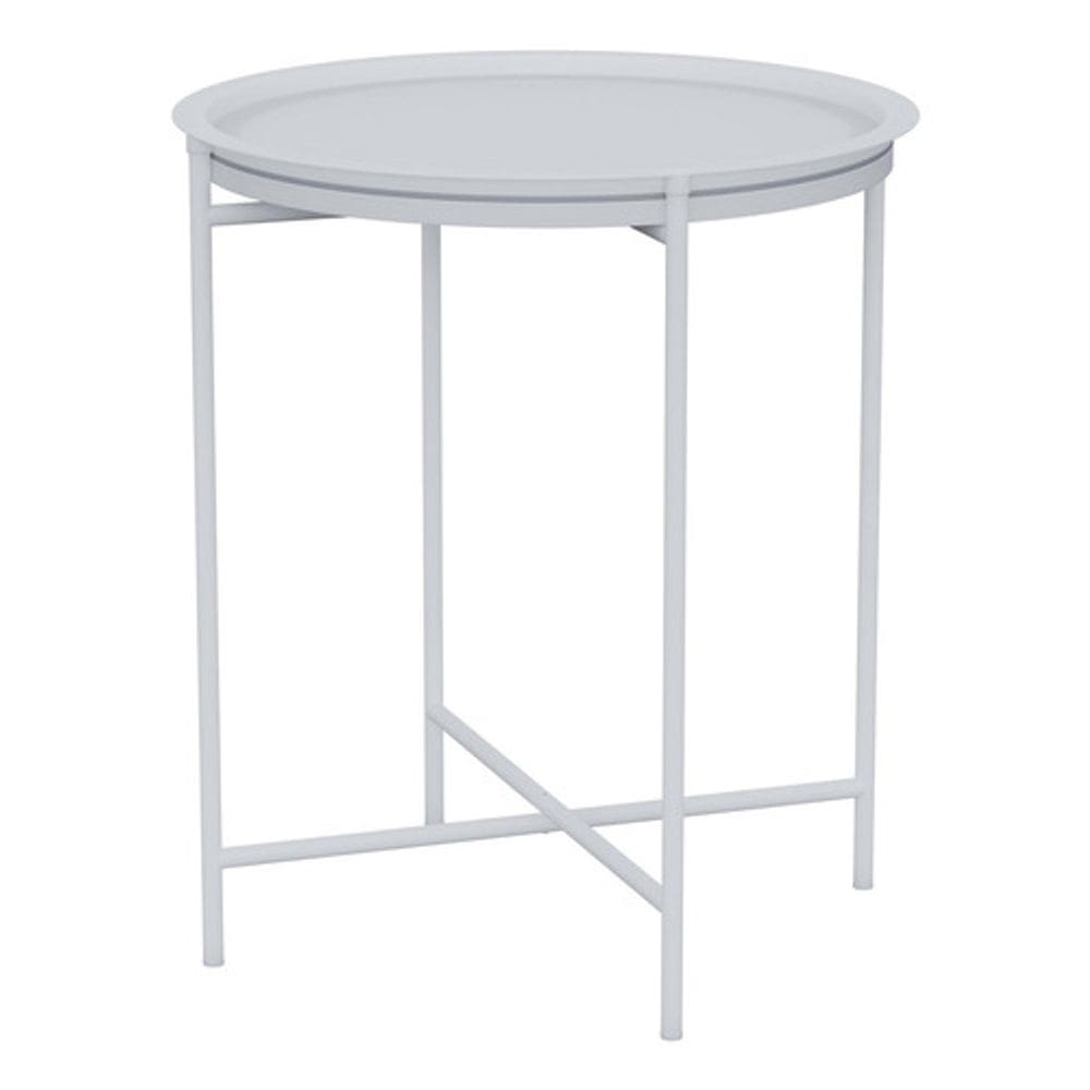 Mesa Apoio Redonda Jardim Varanda Aco 53x45x45cm Branco