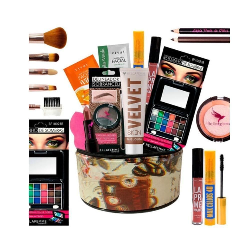 Kit De Maquiagens E Pincéis Completo Maleta Pele Negra