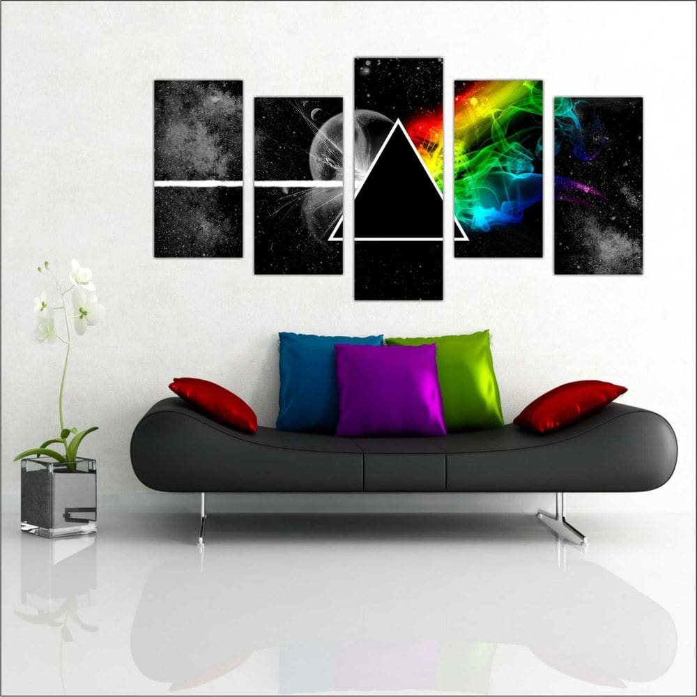 Quadro Decorativo Pink Floyd Mosaico 5 Peças Moderno G9