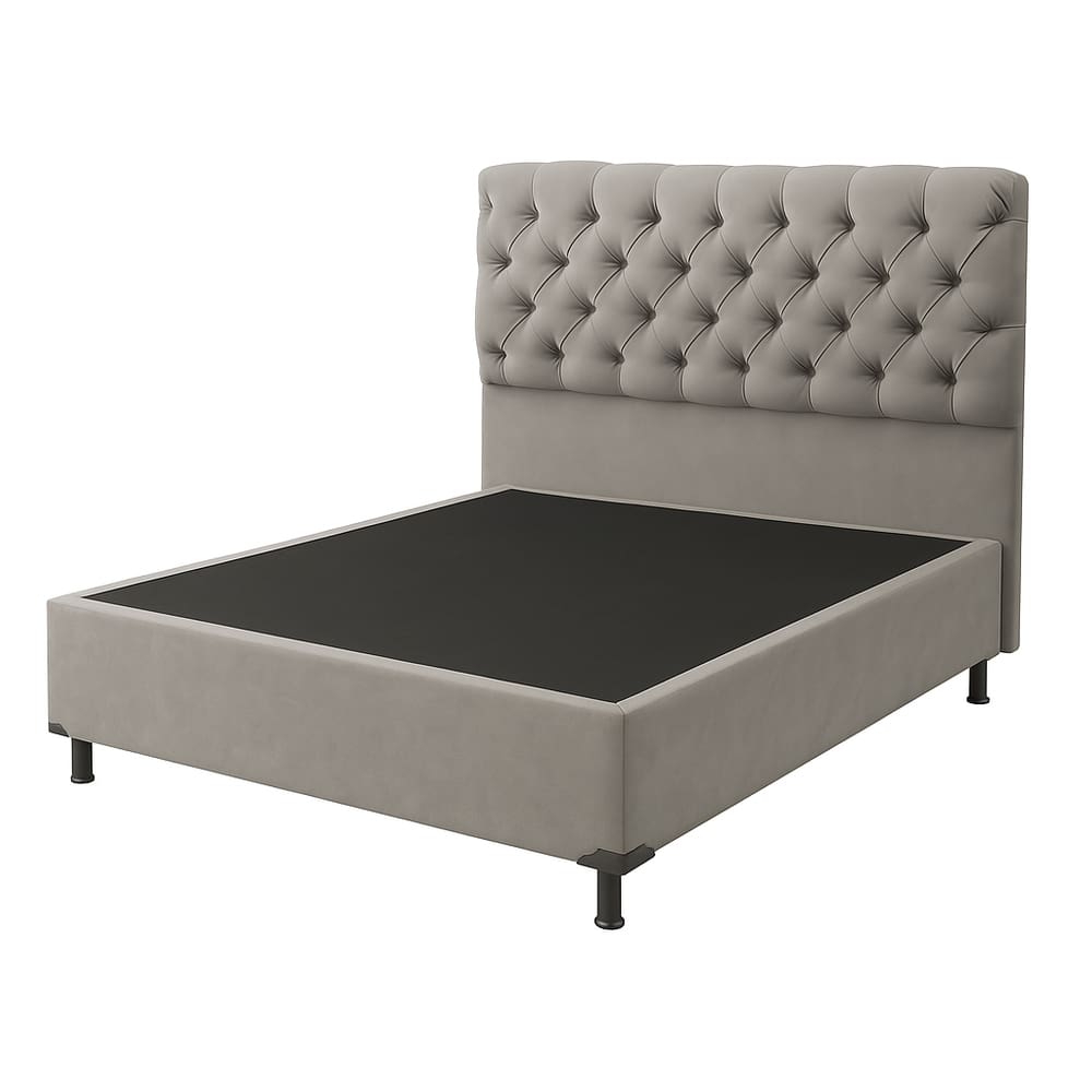 Base Cama Box Casal Com Cabeceira Cinza 138x188cm
