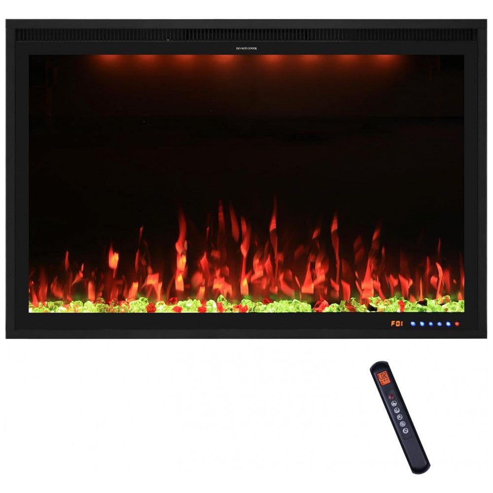 Lareira Elétrica Embutida Valuxhome 101,6 cm com Aplicativo, Tela de Toque, Controle Remoto e Cores Personalizadas, Aquecedor Interno