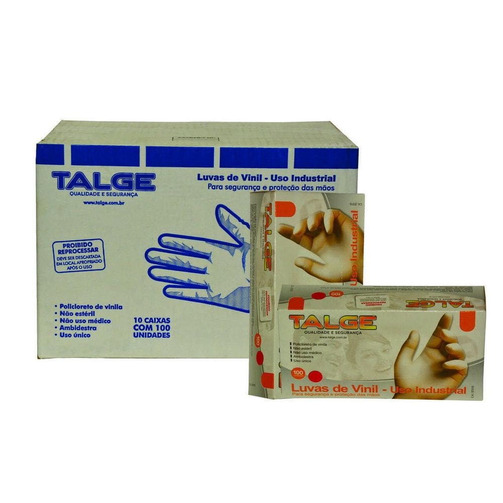 1000 Luva Vinil Tamanho G Com Pó - Marca Talge  1Cx