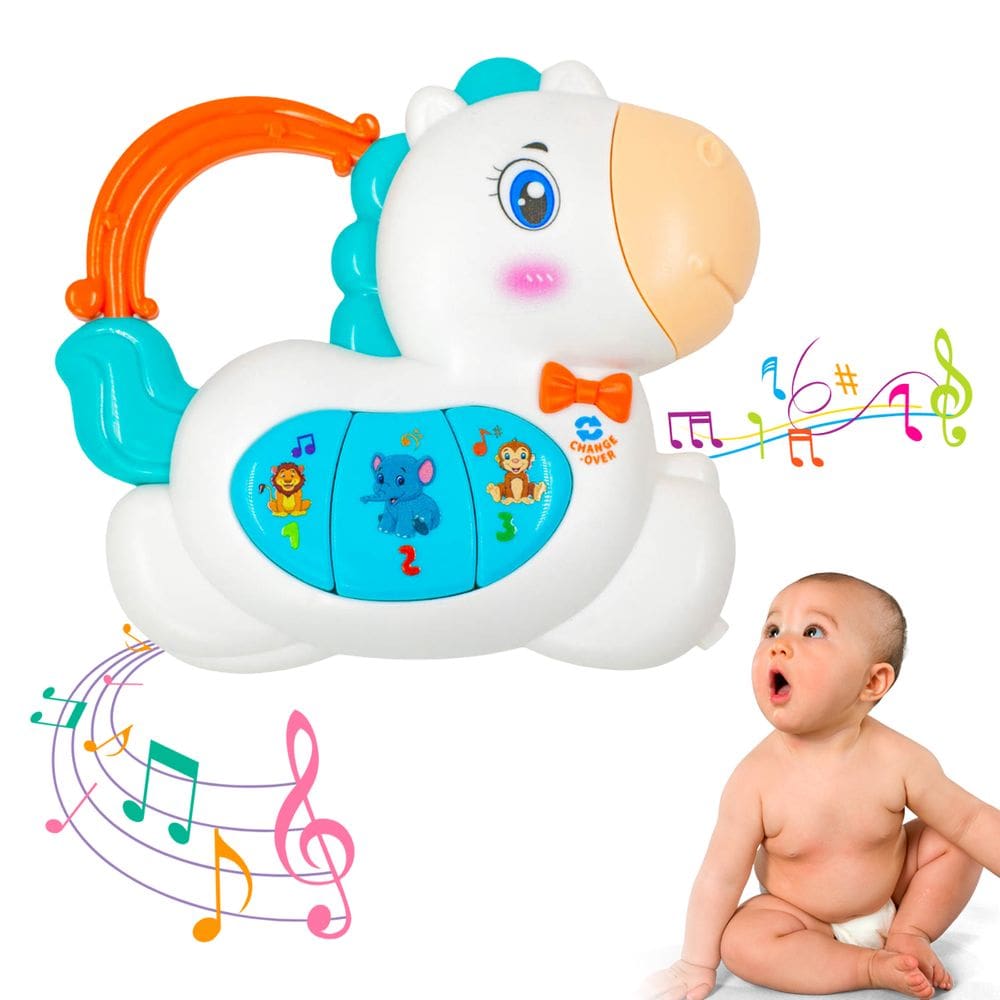 Teclado Piano Musical Bebe Brinquedo Som Ponei Cavalinho