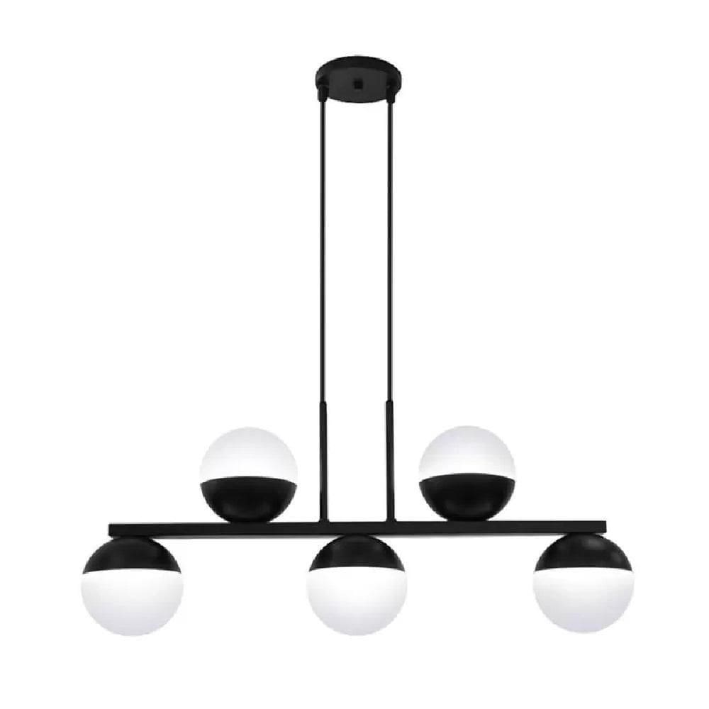 Lustre Pendente Trilho Bubble C/5 Globos - Preto