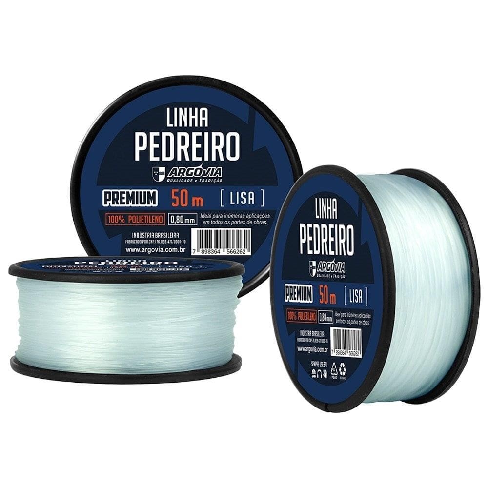 Linha de Pedreiro Argóvia Lisa 0,8mmX50m - Embalagem com 12 Unidades