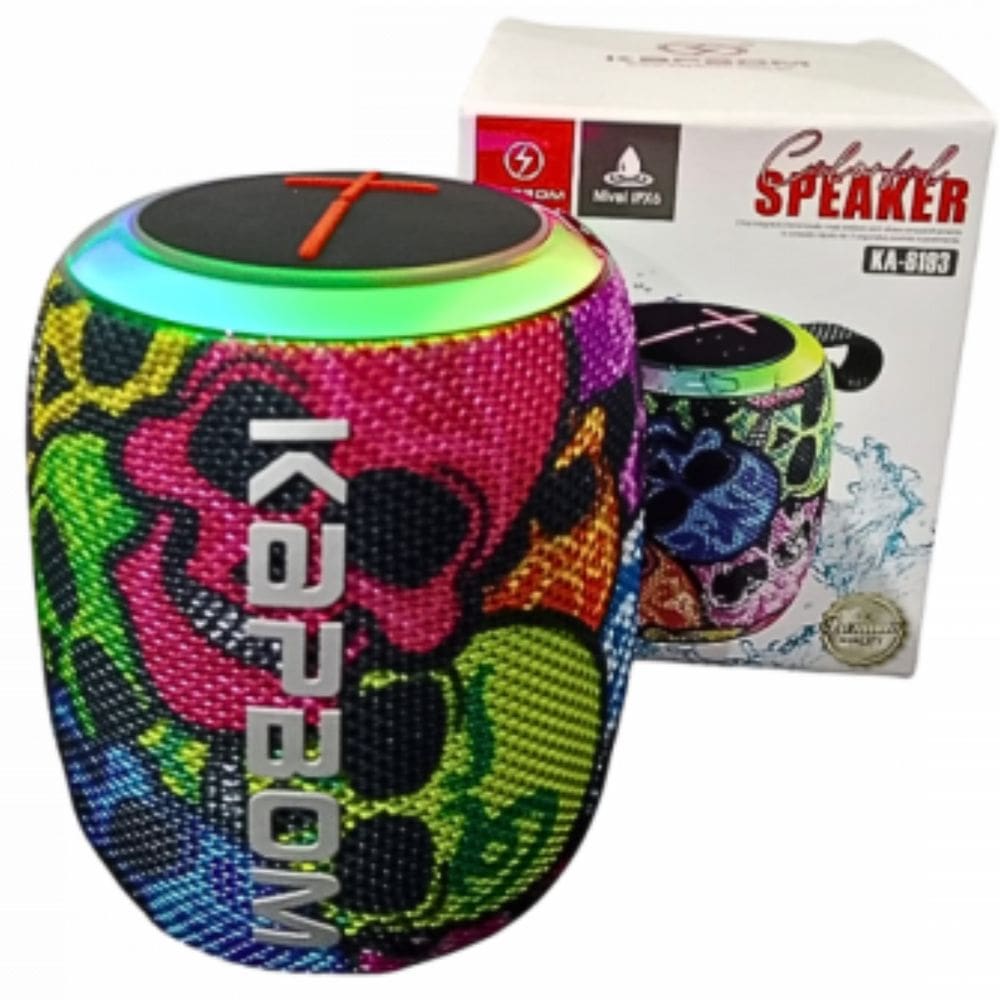 Caixa de Som Bluetooth 7W Leds Interativo Rádio FM Espaço Cartão TF Cartão USB