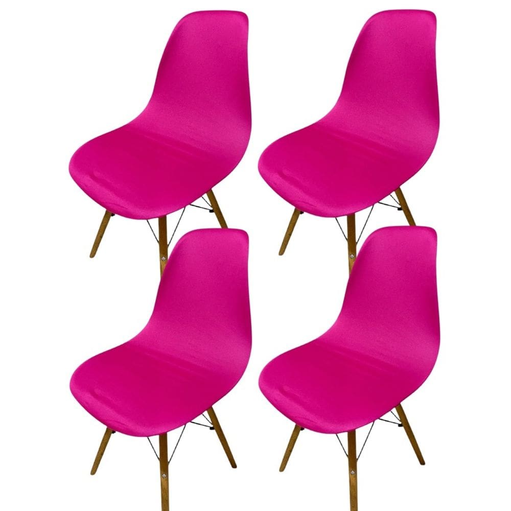Kit 4 Capa de Cadeira Charles Eames Eiffel Pé Palito Malha Lisa