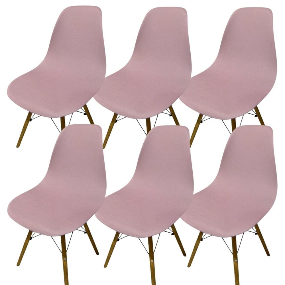 Kit 6 Capa de Cadeira Charles Eames Eiffel Pé Palito Malha Lisa
