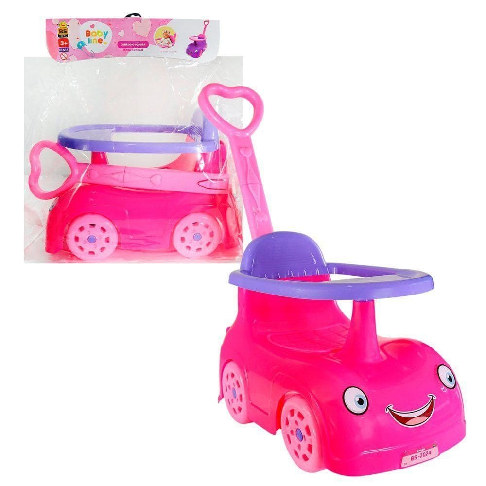 Carrinho Aconchego Para Bonecas Com Empurrador Colorido