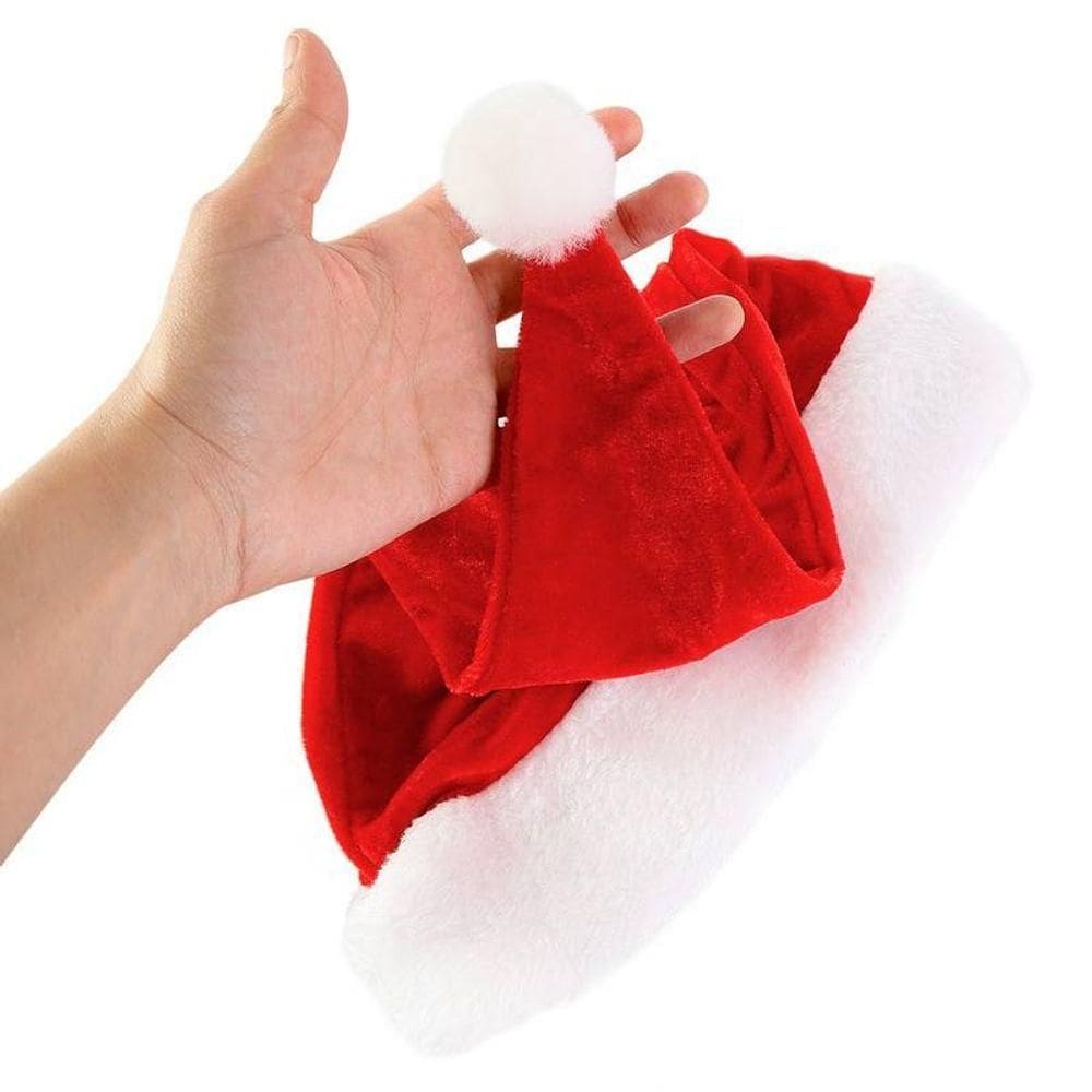 Kit 25 Gorro De Papai Noel 40cm Vermelho Touca De Natal