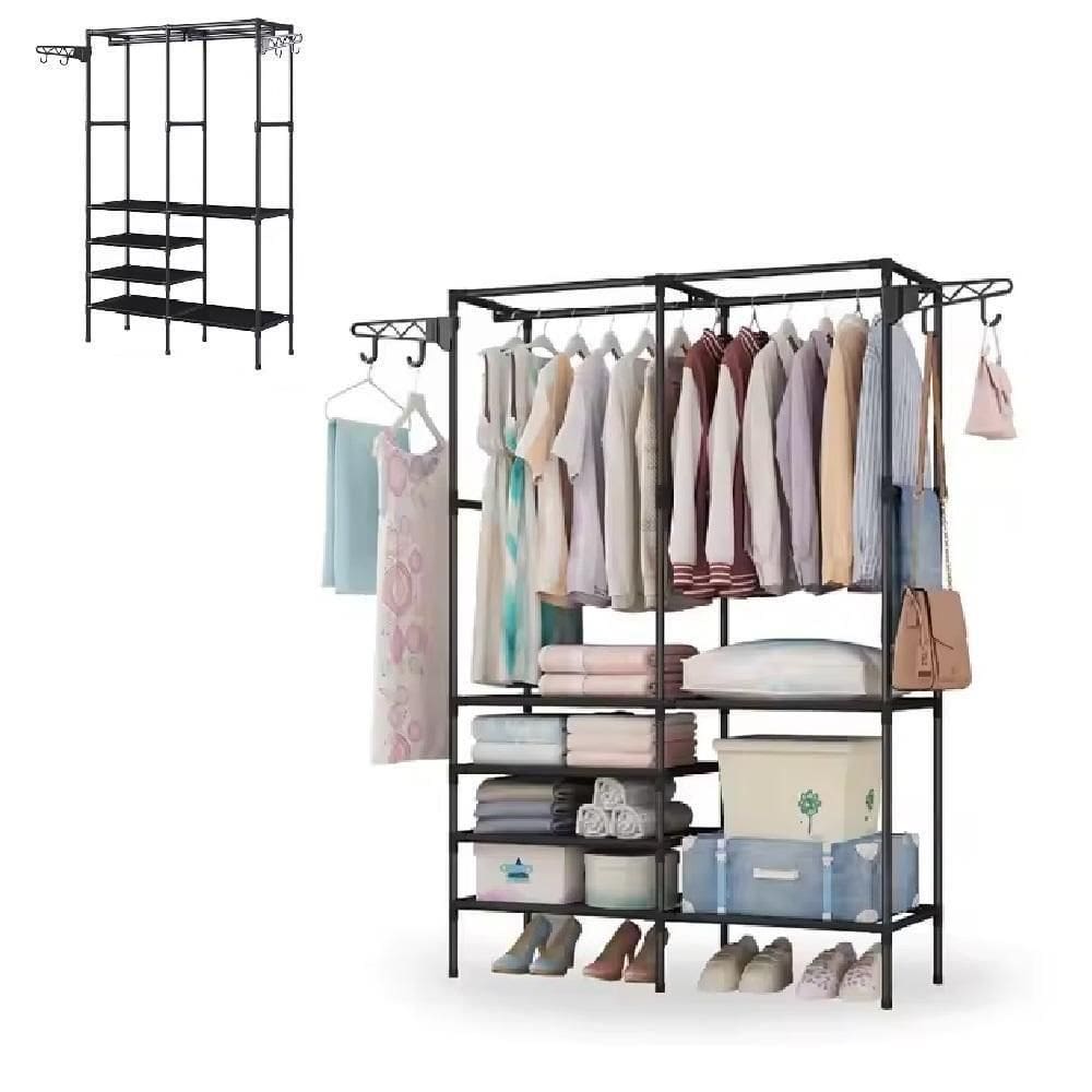 Arara Guarda-roupas Cabideiro Com 6 Prateleiras E Sapateira Organização Inteligente E Versátil