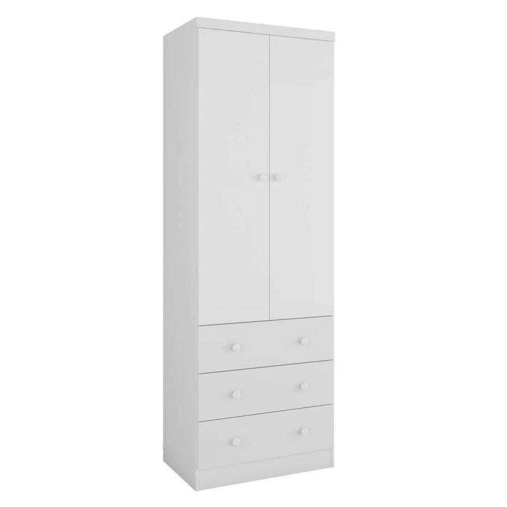 Guarda Roupa Infantil Júnior 2 Portas E 3 Gavetas Branco Brilho - Móveis Peroba
