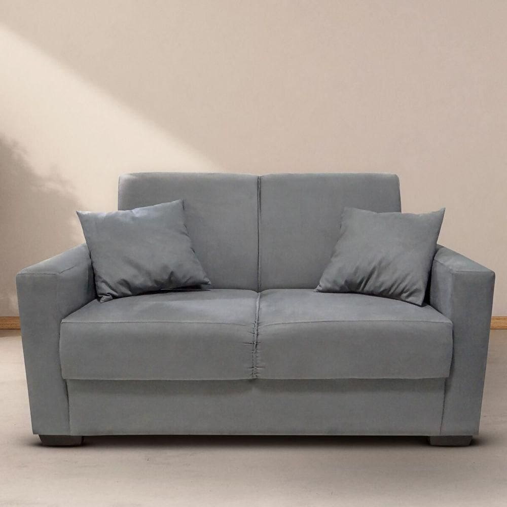 Sofá Estofado 2 Lugares Sala Estar Recepção Mariana Suede Cinza