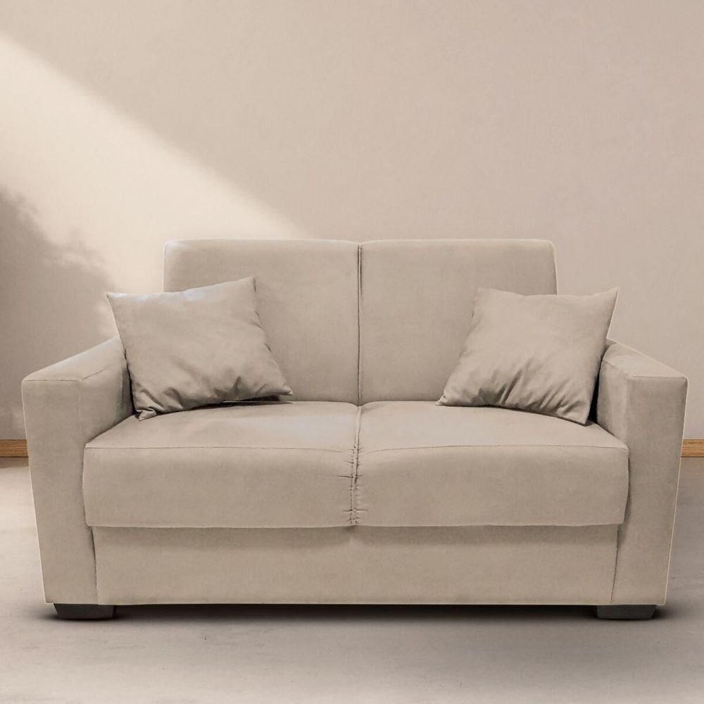 Sofá Estofado 2 Lugares Sala Estar Recepção Mariana Suede Bege
