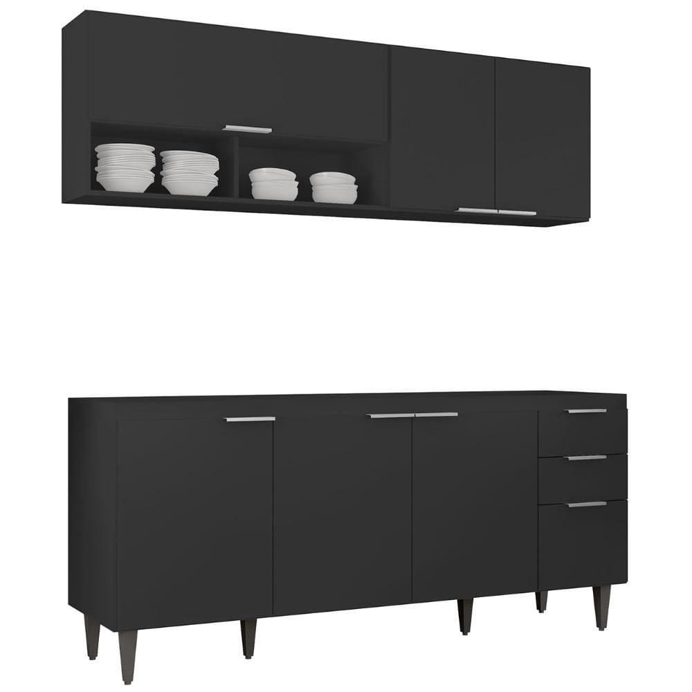 Armário De Cozinha Cp01 Para Pia 180cm Pérola Z34 Preto - Mpozenato