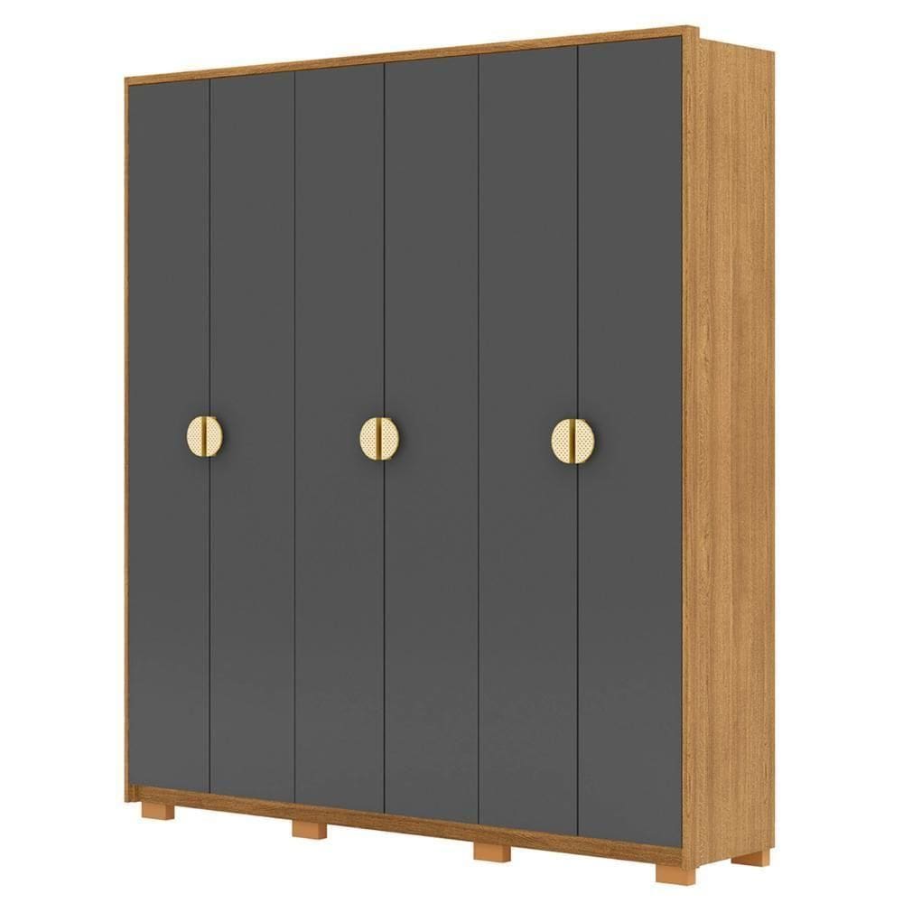 Guarda Roupa Casal 203cm Com 6 Portas Noronha Nature/alasca - Vila Rica