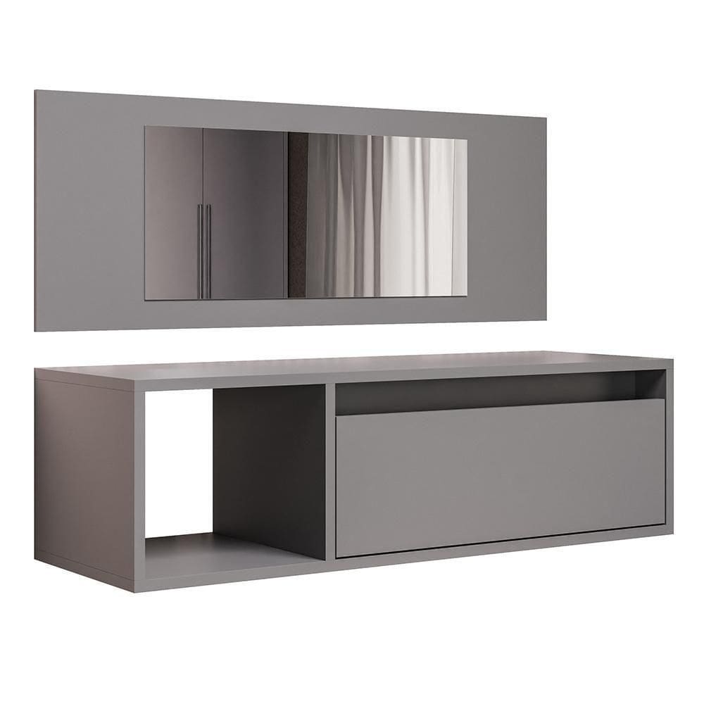 Penteadeira Camarim Com Espelho Suspensa 90cm 1 Gaveta Elle Z34 Grafite - Mpozenato