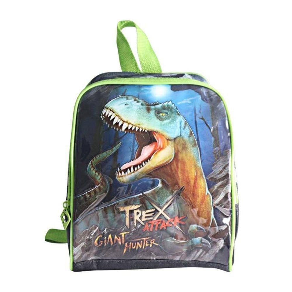 Lancheira Térmica Escolar Infantil Dinossauro T-rex Verde