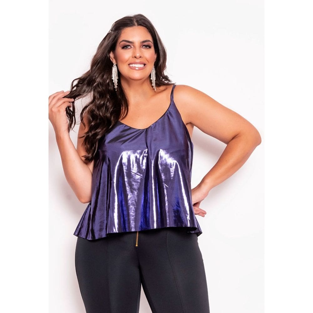 Blusa Alcinha Plus Size Platinada com Forro