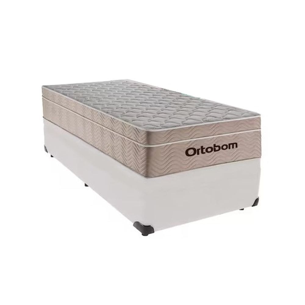 Cama Base Box Solteiro Branco Colchão Molas Ensacadas Airtech Spring 88x188 - Ortobom