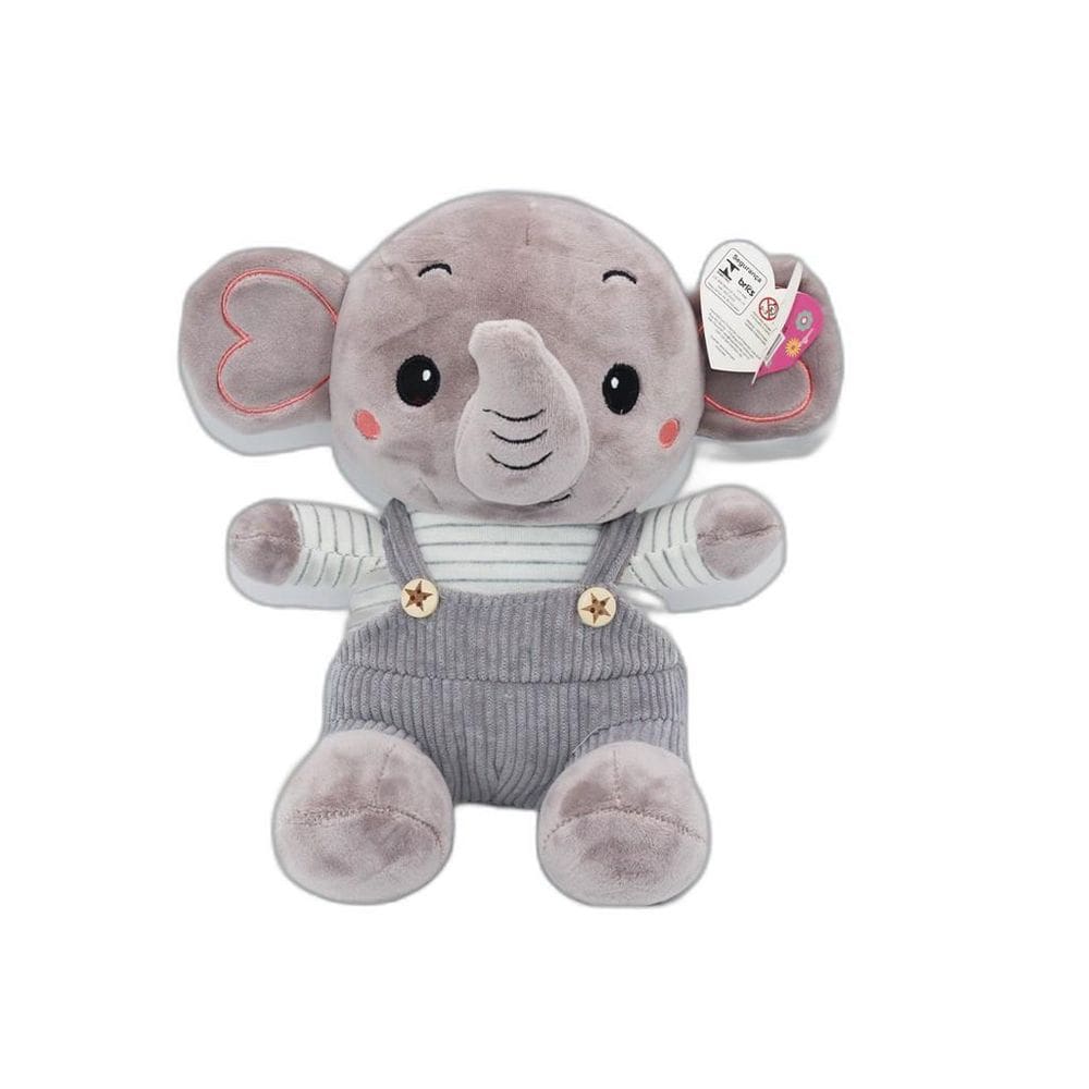 Bichinho Elefante De Pelúcia Com Roupa Cinza Sunn Toys