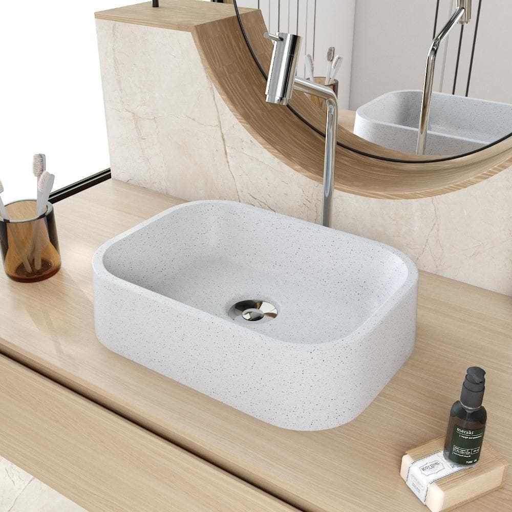 Cuba De Apoio Retangular Br37w Branco Granit Matte Branco Granit Matte