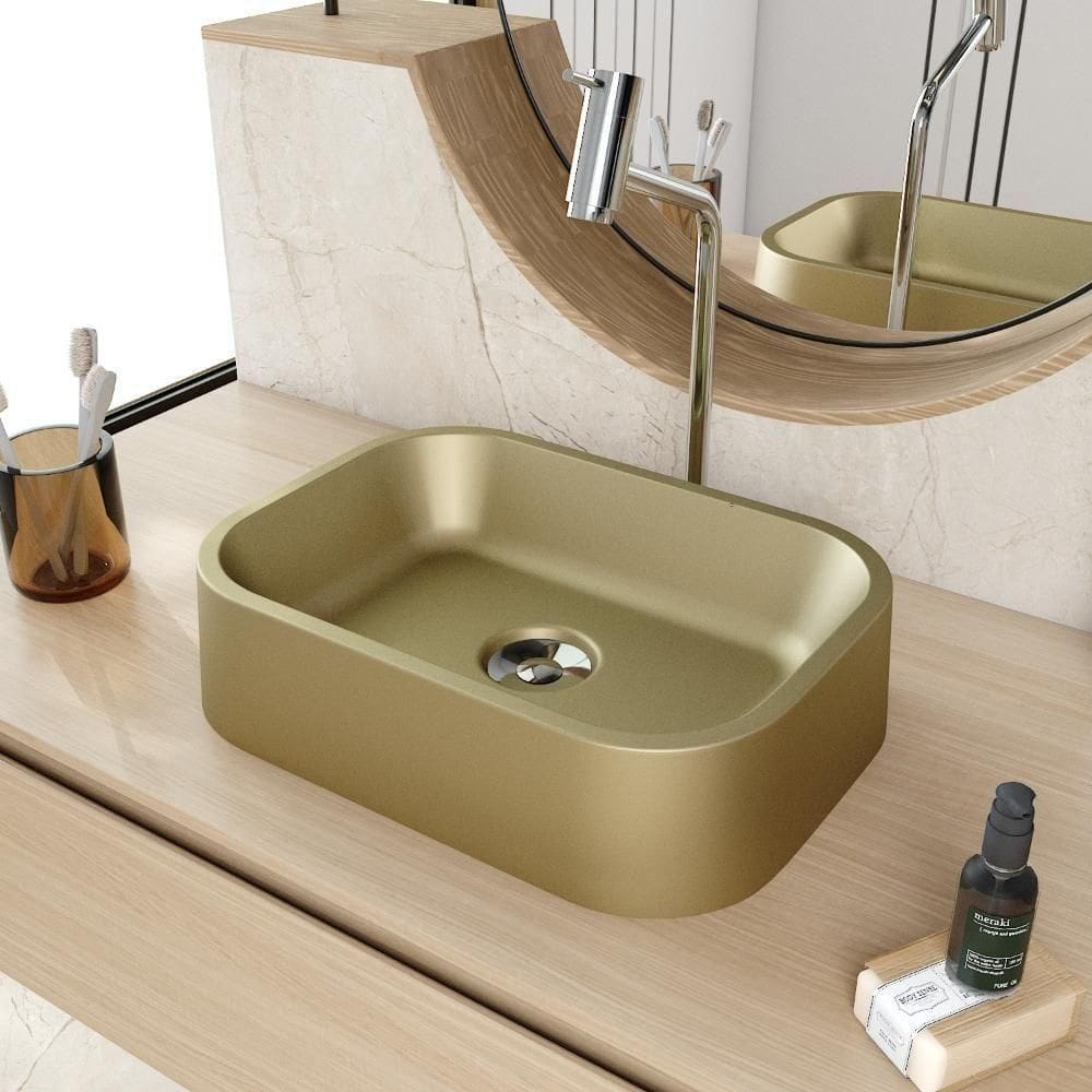 Cuba De Apoio Retangular Br37w Ouro Velho Matte Fosca Ouro Velho Matte Fosco