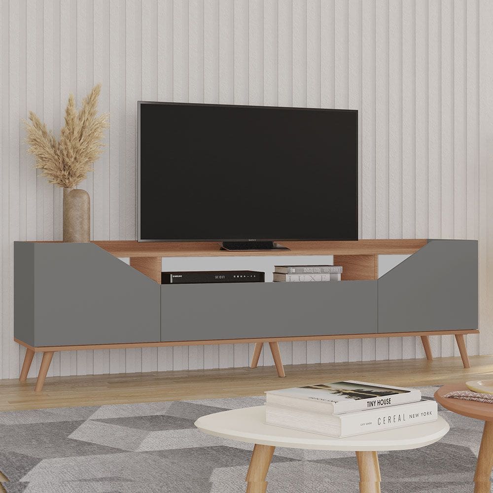 Rack Danielle 100% MDF Tuboarte 3 Porta e Pés Estilo Retrô