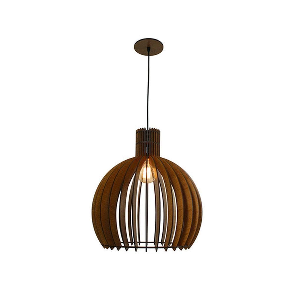 Luminária Pendente Ripado 40Cm Mesa Balcão