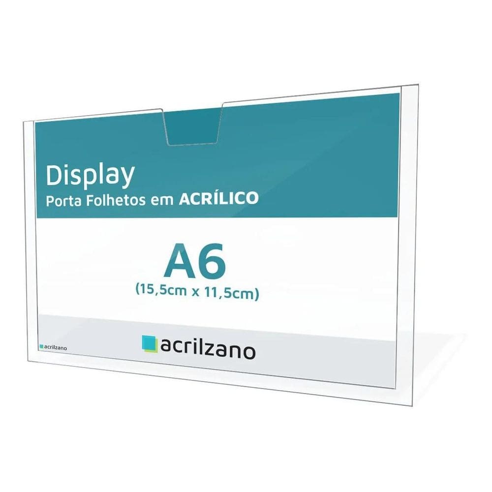 Display Acrílico Parede Porta Folha A6 Horizontal Com Fita