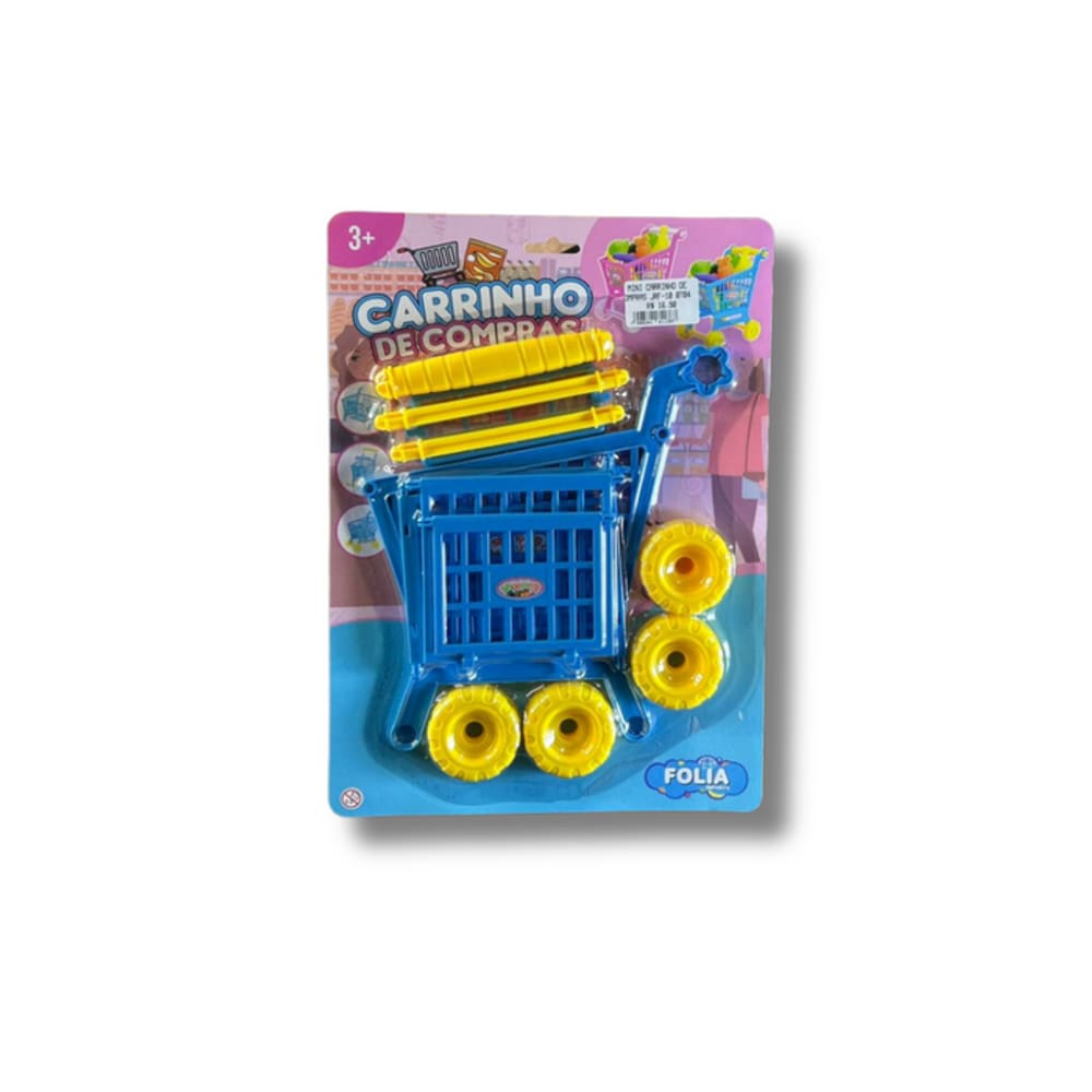 Brinquedo Carrinho de Compras Azul e Amarelo Infantil Folia