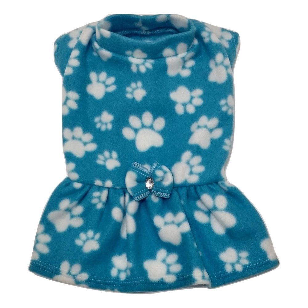 Vestido de inverno soft cachorro azul estampa patinhas tam M