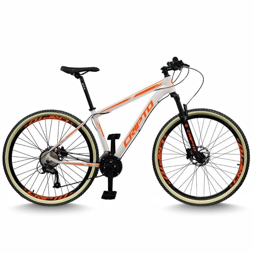 Bicicleta Aro 29 Cripto 24 Marchas Freios Disco E Suspensão Pneu Bege - Branco/laranja - 17” Branco/laranja